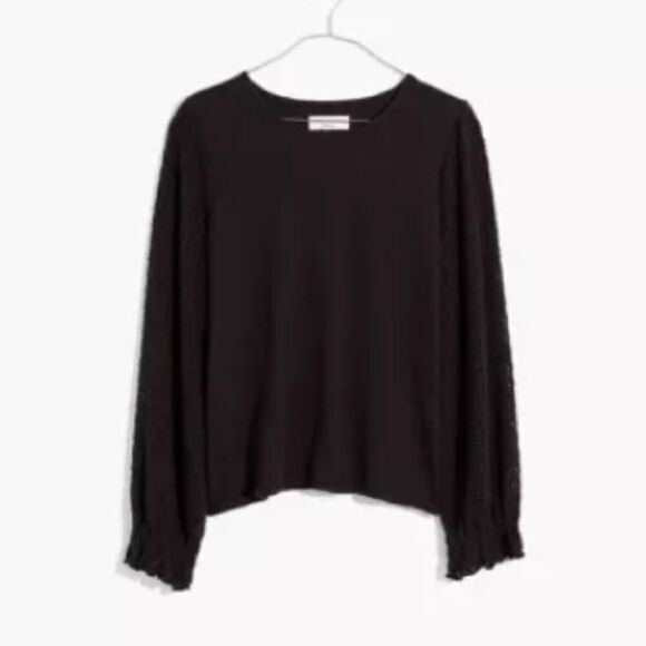 Madewell Texture & Thread Eyelet Mix Ruffle-Sleeve Top - Picture 2 of 6